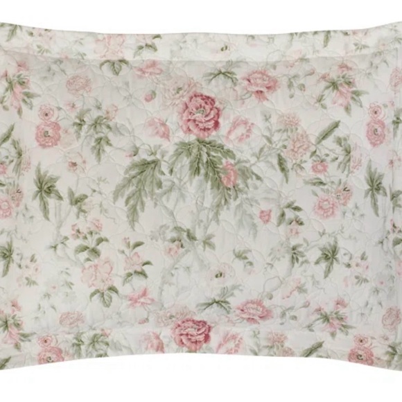 Laura Ashley Breezy Floral Pink and Green Floral Quilt 100% Cotton - Picture 3 of 4